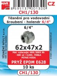 CH1/130   SADA 6/4" 62x47x2 vodo.šr.holand. pryž EPDM E628 10ks 2